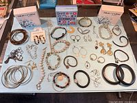 Overhead view of entire jewellery lot laid out on table