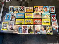 All 24 cards laid out showing fronts including individual, leader and team cards