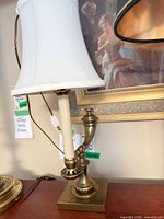 Full view Stiffel brass table lamp with shade