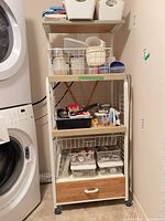 Full view of organizer beside appliances