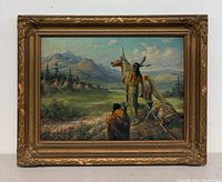 Front view of framed oil painting