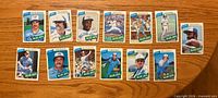 Fronts of 13 1980 Topps Toronto Blue Jays cards laid out