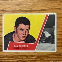 Front of 1963-64 Topps Bob McCord card showing portrait, team name, and action photo.