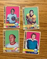 Fronts of four 1972-73 NHL hockey cards