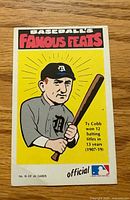 Front of 1972 Ty Cobb Baseball's Famous Feats card
