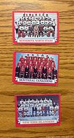 Fronts of three O-Pee-Chee team cards