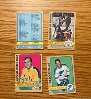 Fronts of four 1972-73 O-Pee-Chee hockey cards