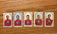 Fronts of five C55 reprint cards laid out side by side