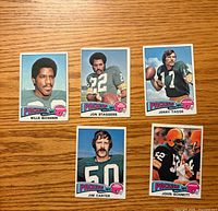 Fronts of five 1975 Topps Green Bay Packers football cards