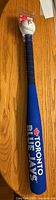 Full view of Rawlings Blue Jays foam bat and ball in sealed packaging
