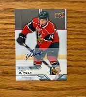 Front of autographed Jared McIsaac Upper Deck card