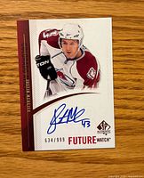 Front of Justin Mercier SP Authentic Future Watch #293 autographed trading card, serial 634/999