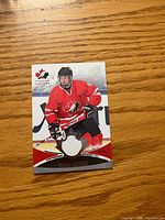 Front of Pascal Laberge Upper Deck jersey card with visible white fabric swatch