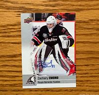 Front of signed Zachary Emond Upper Deck CHL card with autograph visible
