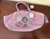 Front view of handbag on table