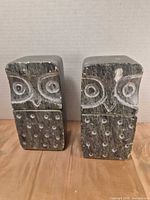 Front view of both soapstone owl bookends