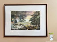 Full view of framed watercolor on wall
