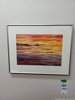 Full view of framed seascape print