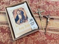 Bible in slipcase with two crucifixes