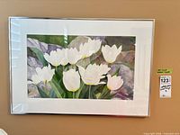 Front view of tulips watercolor in frame