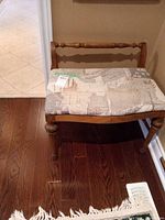 Full view of bench front on hardwood floor