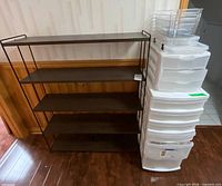 Shelf and drawer tower side by side