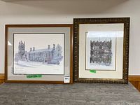 Both framed prints side by side showing overall condition and size comparison