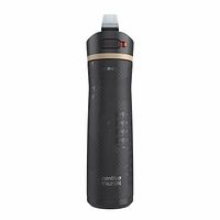 Front view of black Contigo Ally Love Ashland Chill 2.0 water bottle showing AUTOSPOUT lid and patterned body
