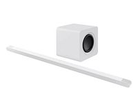 Soundbar and wireless subwoofer stock image