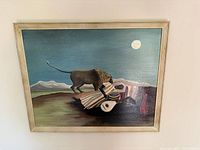 Front view of framed painting showing entire artwork