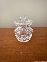 Front view of Waterford crystal jar with lid