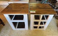 Pair of end tables, tops and front view
