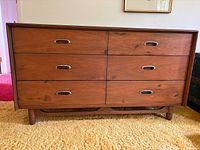 Front view of Pepplers six-drawer dresser