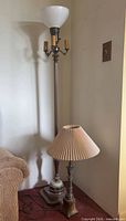Full view of both lamps showing shades, height difference and finish