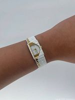 Watch on wrist showing band and case design