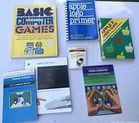 Group shot of all seven computer manuals and pamphlets