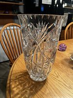 Full view of crystal vase on table