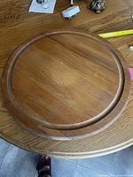 Top view of teak lazy Susan