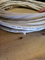 Close-up of printed specifications on cable jacket