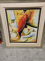 Front view of framed abstract painting