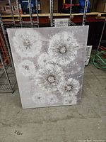 Front view of canvas showing abstract floral design