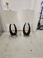 Both table lamps side by side showing full view with shades