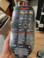 Back of sealed Rocketfish HDMI cable package with specifications and features