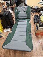 Chair fully extended showing upholstery and frame