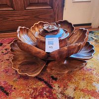 full view of stacked lotus serving set