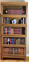 Full frontal view of five-stack barrister bookcase with glass doors