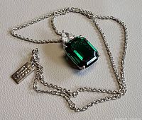 Necklace laid out showing chain, pendant, ET tag