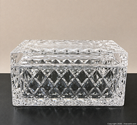 front view of rectangular cut crystal trinket box with lid