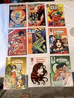 Group shot of all nine bagged comic issues