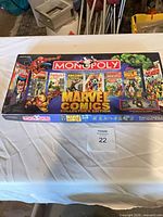 Top view of Monopoly Marvel Comics Collector's Edition boxed game